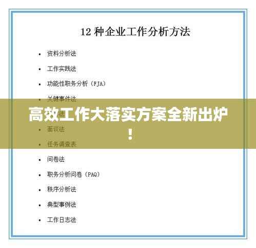 高效工作大落实方案全新出炉！